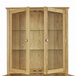 Alba Oak Display Cabinet With Glass Doors - Fully Assembled By Roseland Furniture - thumbnail 7