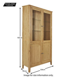 Alba Oak Display Cabinet With Glass Doors - Fully Assembled By Roseland Furniture - thumbnail 9