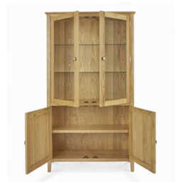 Alba Oak Display Cabinet With Glass Doors - Fully Assembled By Roseland Furniture - thumbnail 4