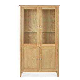 Alba Oak Display Cabinet With Glass Doors - Fully Assembled By Roseland Furniture - thumbnail 3
