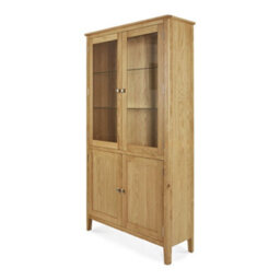 Alba Oak Display Cabinet With Glass Doors - Fully Assembled By Roseland Furniture - thumbnail 6