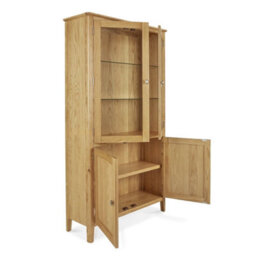 Alba Oak Display Cabinet With Glass Doors - Fully Assembled By Roseland Furniture - thumbnail 2