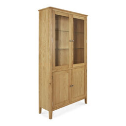 Alba Oak Display Cabinet With Glass Doors - Fully Assembled By Roseland Furniture - thumbnail 1