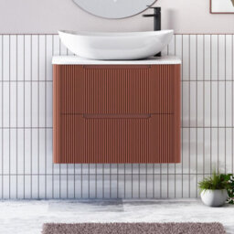 Royal Bathrooms Avenza 700mm Terracotta Clay Wall Hung Bathroom Countertop Vanity Unit 2 Drawer With Cesar Basin - thumbnail 1