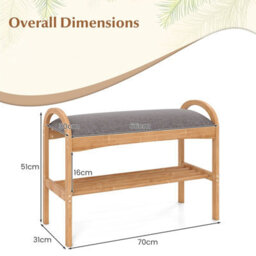 Gainoom Entryway 2-Tier Shoe Rack Bamboo Shoe Bench Compact Shoe Bench Organizer - thumbnail 2