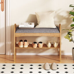 Gainoom Entryway 2-Tier Shoe Rack Bamboo Shoe Bench Compact Shoe Bench Organizer - thumbnail 5