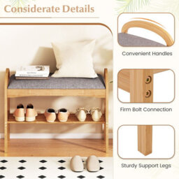 Gainoom Entryway 2-Tier Shoe Rack Bamboo Shoe Bench Compact Shoe Bench Organizer - thumbnail 9