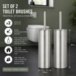 Simpa Stainless Steel Toilet Brush & Holder - Set Of 2 - thumbnail 4