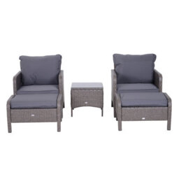 Outsunny 5 Pieces Outdoor Patio Furniture Set Wicker Conversation Set Dark Grey - thumbnail 8