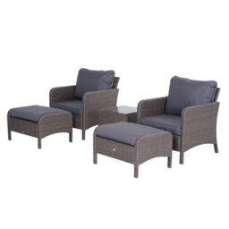 Outsunny 5 Pieces Outdoor Patio Furniture Set Wicker Conversation Set Dark Grey - thumbnail 2