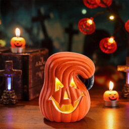 Living And Home Orange Halloween Led Pumpkin Lantern Battery Operated 5.5 Inch