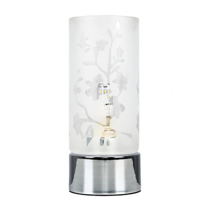 Valuelights Modern Floral Design Glass & Polished Chrome Touch Table Lamp - Includes 3W Led Dimmable G9 Bulb 3000K Warm White