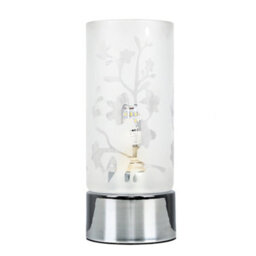 Valuelights Modern Floral Design Glass & Polished Chrome Touch Table Lamp - Includes 3W Led Dimmable G9 Bulb 3000K Warm White