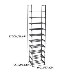 Thehotsale 10 Tier Rack Customizable Metal Shoe Rack In Black, Assembly Required - thumbnail 7
