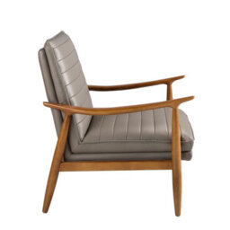 Angel Cerda Elegant Dark Grey Leather Armchair With Honey-Colored Legs - thumbnail 6