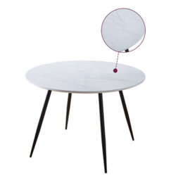 Hallowood Furniture Cullompton Large Round Dining Table (1.2M) With White Marble Effect Top And Black Metal Legs - thumbnail 8