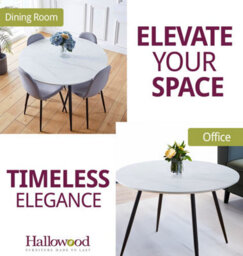 Hallowood Furniture Cullompton Large Round Dining Table (1.2M) With White Marble Effect Top And Black Metal Legs - thumbnail 6