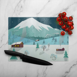 Benjamin Tate Design Winter Landscape Dining Glass Chopping Boarddesigner Style - thumbnail 3