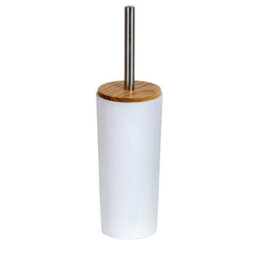 Showerdrape Sonata White & Bamboo Toilet Brush & Holder - thumbnail 2
