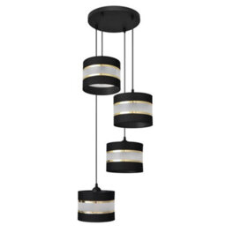 Luminosa Lighting Luminosa Helen Cluster Pendant Ceiling Light Black, Gold 35Cm - thumbnail 1