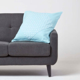 Homescapes Cotton Plain Blue And Polka Dots Cushion Cover, 45 X 45 Cm - thumbnail 2