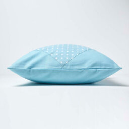Homescapes Cotton Plain Blue And Polka Dots Cushion Cover, 45 X 45 Cm - thumbnail 3