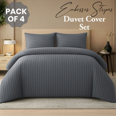 Pamposh Premium Reversible Single Duvet Cover Set Pack Of 4 Soft Microfiber Bedding With Zipper Closure, Corner Ties & Matching Pillowcase - image 1