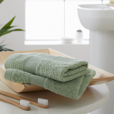 Catherine Lansfield Anti-Bacterial Cotton 30X30Cm Face Cloth Pair Sage Green - image 1