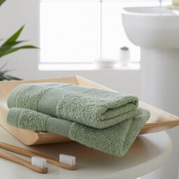 Catherine Lansfield Anti-Bacterial Cotton 30X30Cm Face Cloth Pair Sage Green
