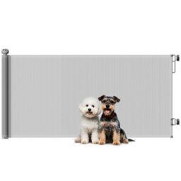 Pawhut Retractable Stair Gate, Dog Gate Extends Up To 180 Cm Wide, Grey - thumbnail 2