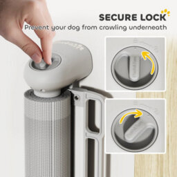 Pawhut Retractable Stair Gate, Dog Gate Extends Up To 180 Cm Wide, Grey - thumbnail 8