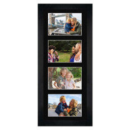 AK Frames 50X20Cm Black Modern Multi Photo Frame With Black Mount - Holds 4 Apertures (4X) 6X4 Photos - thumbnail 1