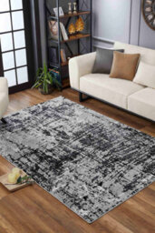 Smart Living Modern Soft Carved Area Rug, Living Room Carpet, Kitchen Floor, Bedroom Soft Rugs 60Cmx220Cm - Serenity (211 Black) - thumbnail 4