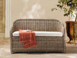 Beliani Garden Bench With Cushion Susua 150 Cm Rattan Natural - thumbnail 2