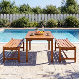 Costway 112Cm 2-Seat Patio Bench Outdoor Solid Hardwood Dining Bench With Teak Oil Finish & Curved Seat - thumbnail 9