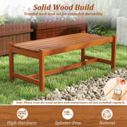 Costway 112Cm 2-Seat Patio Bench Outdoor Solid Hardwood Dining Bench With Teak Oil Finish & Curved Seat - thumbnail 5