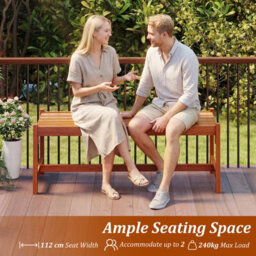 Costway 112Cm 2-Seat Patio Bench Outdoor Solid Hardwood Dining Bench With Teak Oil Finish & Curved Seat - thumbnail 7