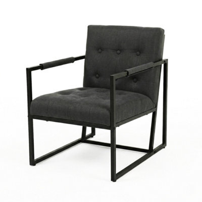 Evre Dark Grey Fabric Accent Armchair Tub Chair With Metal Frame - image 1