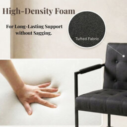 Evre Dark Grey Fabric Accent Armchair Tub Chair With Metal Frame - thumbnail 4