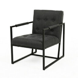 Evre Dark Grey Fabric Accent Armchair Tub Chair With Metal Frame