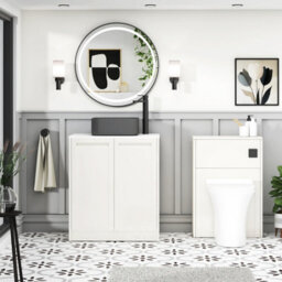 Royal Bathrooms Royal Bathroom Elmore 700mm Classic White Freestanding Bathroom Vanity Unit 2 Door Plain White Worktop With Art Square Basin - thumbnail 5