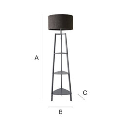 Valuelights Hiru Grey 3 Tier Shelf Floor Lamp With Charcoal Boucle Shade - thumbnail 8