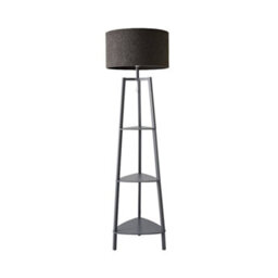 Valuelights Hiru Grey 3 Tier Shelf Floor Lamp With Charcoal Boucle Shade - thumbnail 6