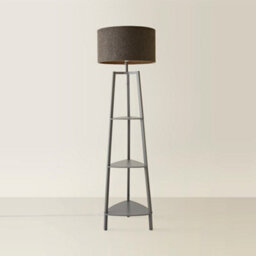Valuelights Hiru Grey 3 Tier Shelf Floor Lamp With Charcoal Boucle Shade - thumbnail 3