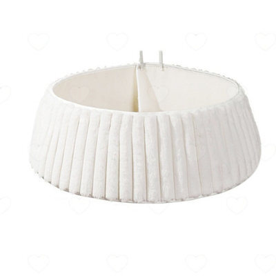 Amorly 28Inch White Striped Plush Faux Fur Christmas Tree Collar, Soft Boho Tree Ring Base Cover For Festive Christmas Tree Home Decor - image 1