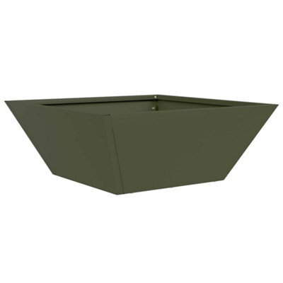 Berkfield Modern Garden Bowl Planter Olive Green 40X40X15 Cm Steel - image 1