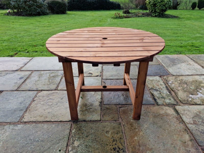 Churnet Valley Garden Furniture Ltd Valley Round Garden Dining Table - Timber - L113 X W113 X H75 Cm - Minimal Assembly Required - image 1