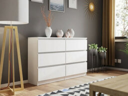 SquareBoxx Olivia Matt White 6 Drawer Freestanding Double Chest (H)77Cm X (W)106Cm X (D)40Cm - thumbnail 2