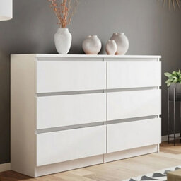 SquareBoxx Olivia Matt White 6 Drawer Freestanding Double Chest (H)77Cm X (W)106Cm X (D)40Cm - thumbnail 1