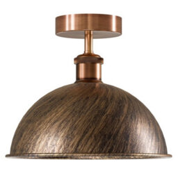 Vintage Flush Mount Ceiling Light With 21Cm Dome Lampshade Durable Metal E27 Flush Light Fitting For Livingroom Kitchen